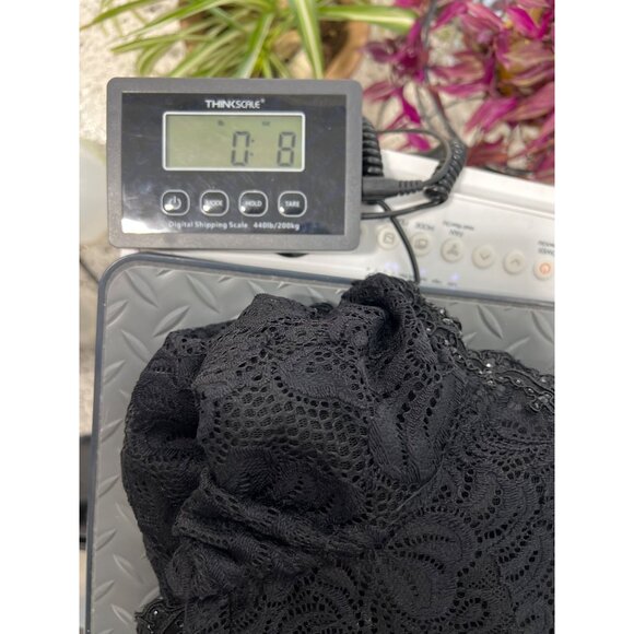 Vintage 90s Lace Crop Top Size 14 Open Back Black Grunge Whimsigoth Witchy Emo - Picture 9 of 9